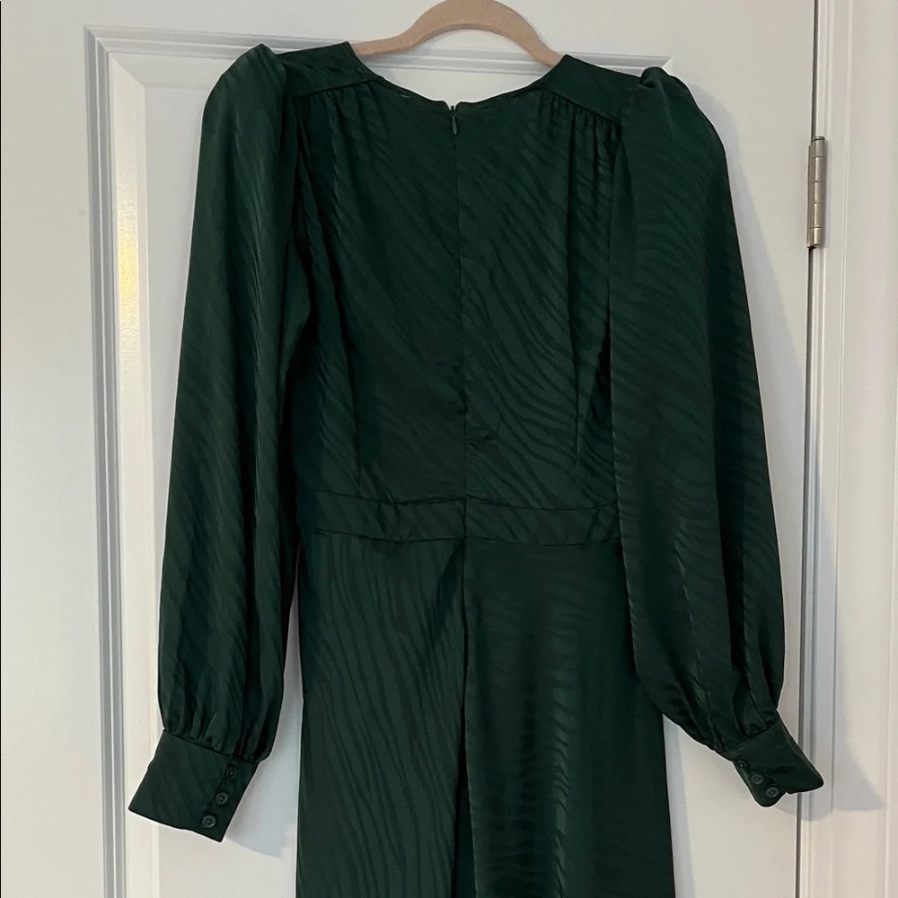 Ronny Kobo Collection Deep Green Long Sleeve Dress M animal print